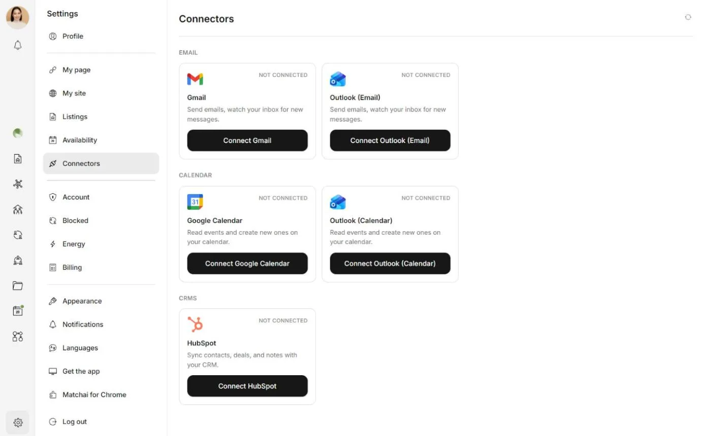 The Connectors settings